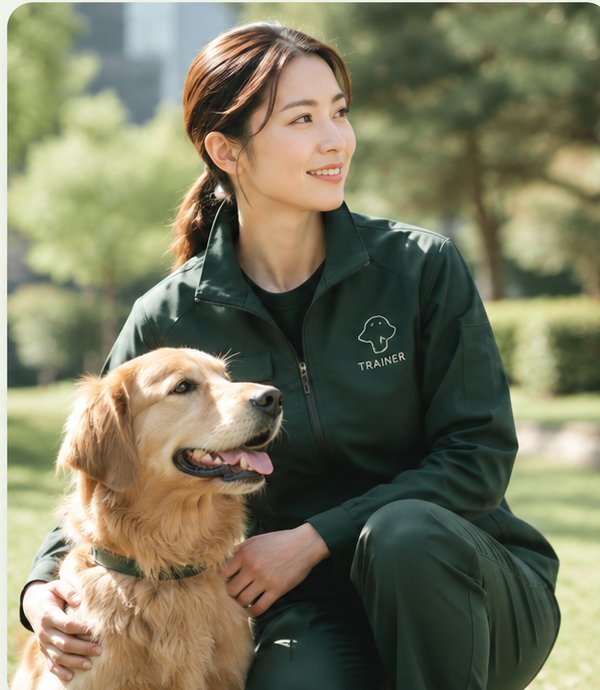 犬とふれあう担当トレーナー